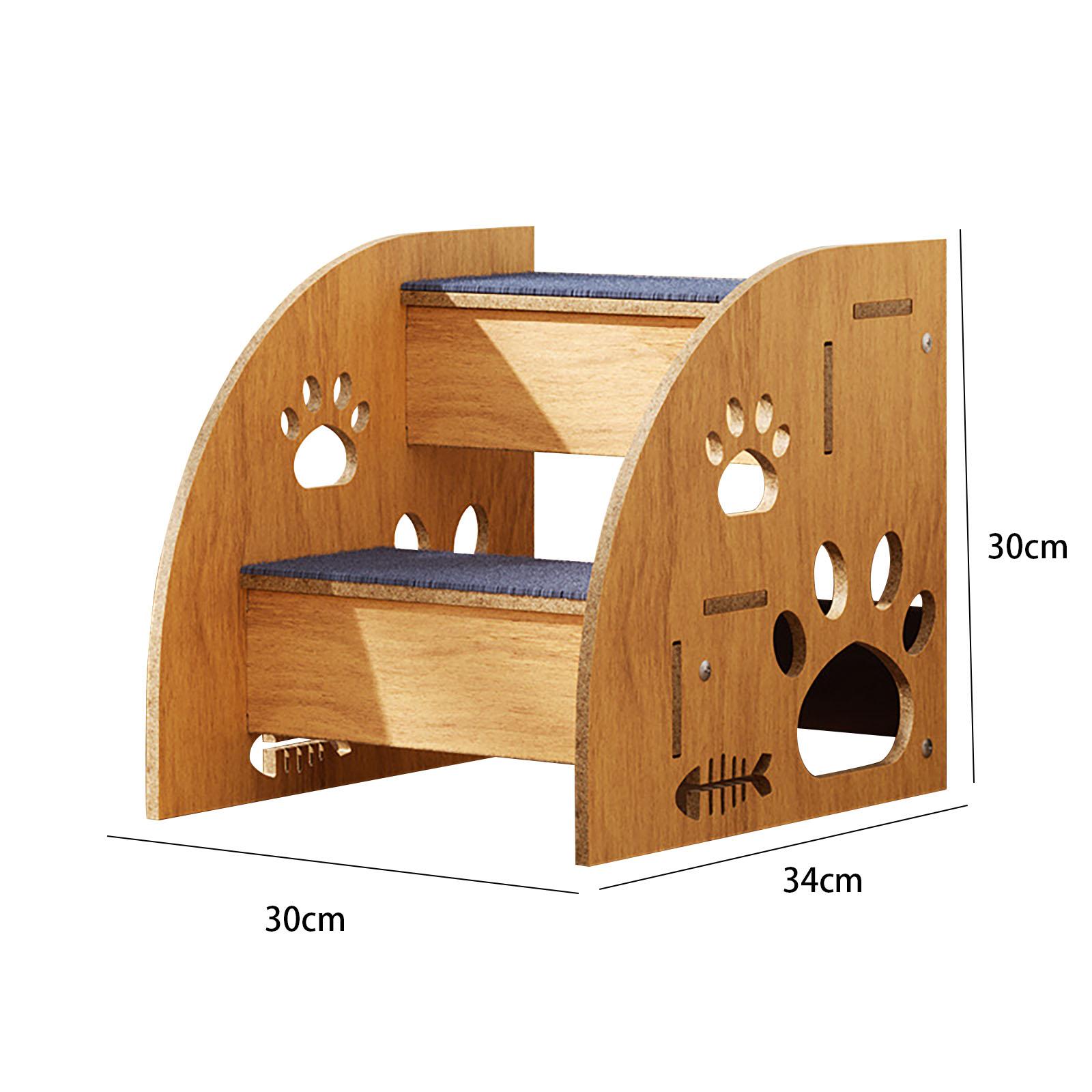 Wooden Pet Stairs Pet Ramp Portable Puppy Stairs Ramp for Bed Pet Dog Stairs Ladder for Older Dogs Kittens Small Pets