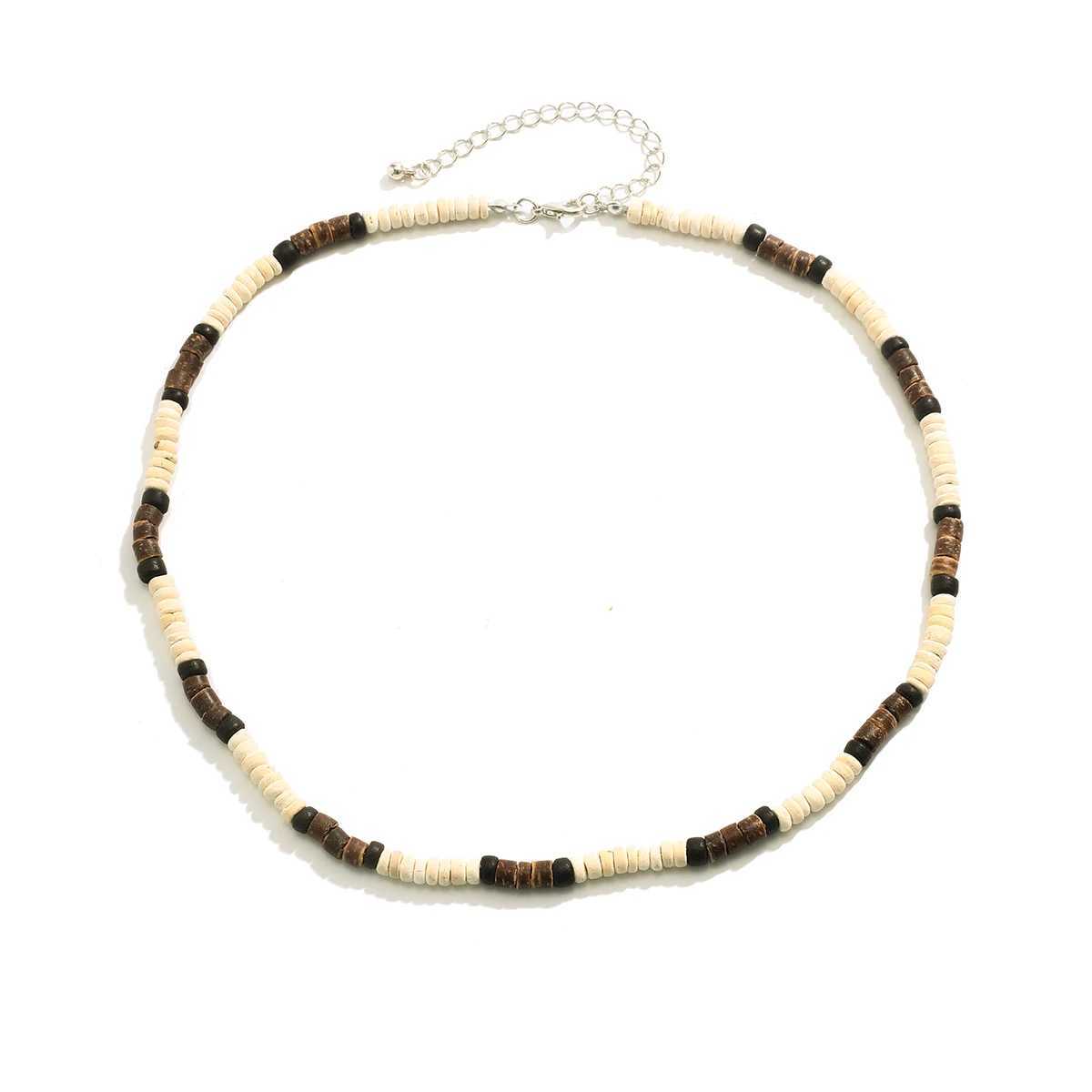 Fashion Men Summer Beach Wooden Bead Surfer Necklace Simple Geometric Tribal Ethnic Handmade Chain Steampunk Male Jewelry GiftX240919