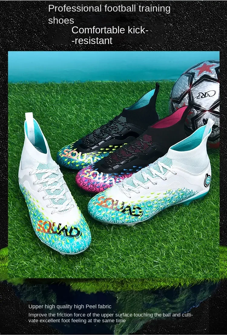 Men Soccer Shoes Football Boots Long Spikes Ankle Training Sport Footwear Indoor Futsal Ultralight Non-Slip Unisex Top Quality