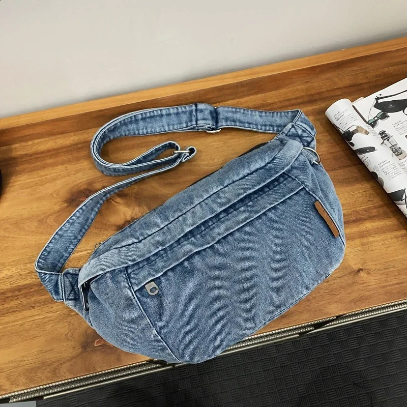 Sewing thread denim zipper womens waist bag young cross body for sale in selling Bolsas Para Mujeres 240919