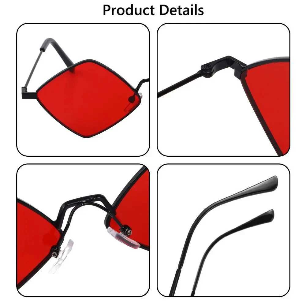 Summer Women Sunglasses Irregular Vintage Small Frame Rhombus Ladies Sunglasses Shades Retro Alloy Eyewear BlackX240920