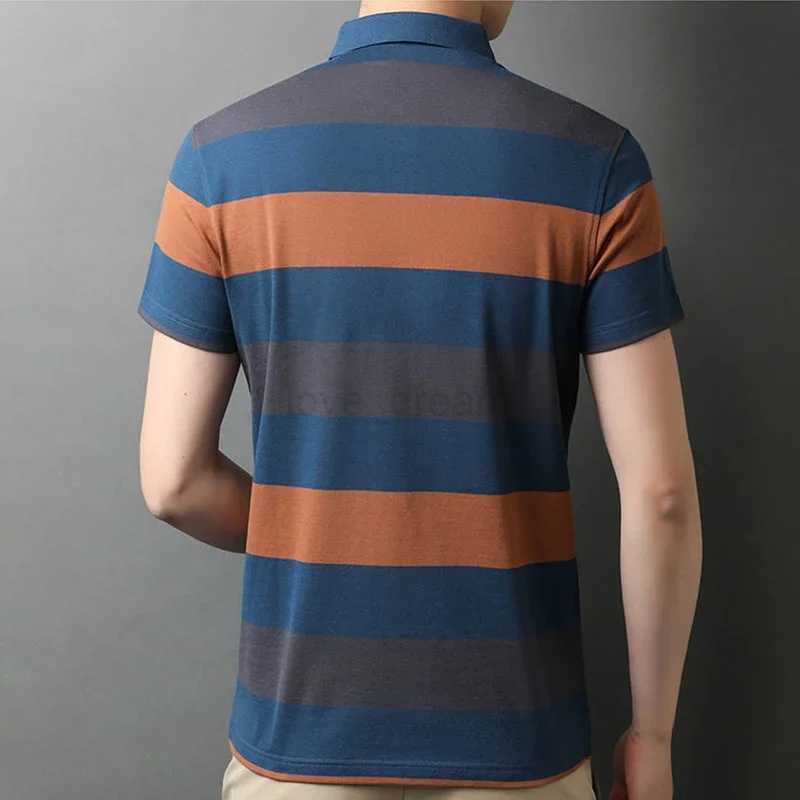 Mens Fashionable Knitted Short Sleeved Polo Shirt Summer Breathable and Comfortable TopXJ240920