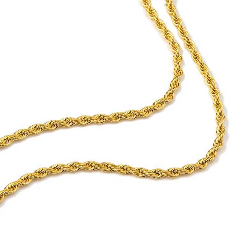Wholesale Price 316L Stainless Steel Gold Color Twist Chain Necklace Fashion Gift Jewelry For Men and Women Width 3MM drop shipX240919