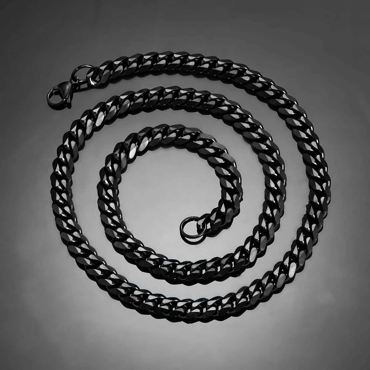 3.6mm/5mm/6mm/7mm/8mm Black Color Stainless Steel Cuban Link Chains Classic Men Boy Curb Chunky Necklace 14 to 30 InchesX240919