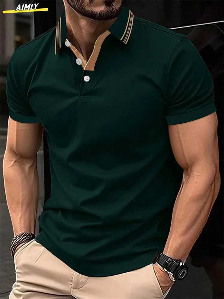 2024 summer new mens short sleeve pure cotton casual T-shirt V-neck shirt mens breathable Polo shirt S-3XLX240920