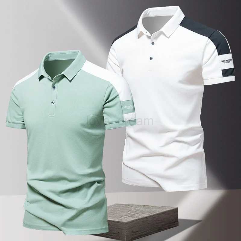 Mens POLO shirt summer ice silk high-end business casual short sleeved T-shirt solid color thin pure cotton lapel topXJ240920