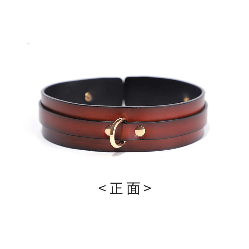 Sex SM Props Female Slave Training Traction Neck Set Pattern Metal Buckle Genuine Leather Sex Collar Alternative Adult Products