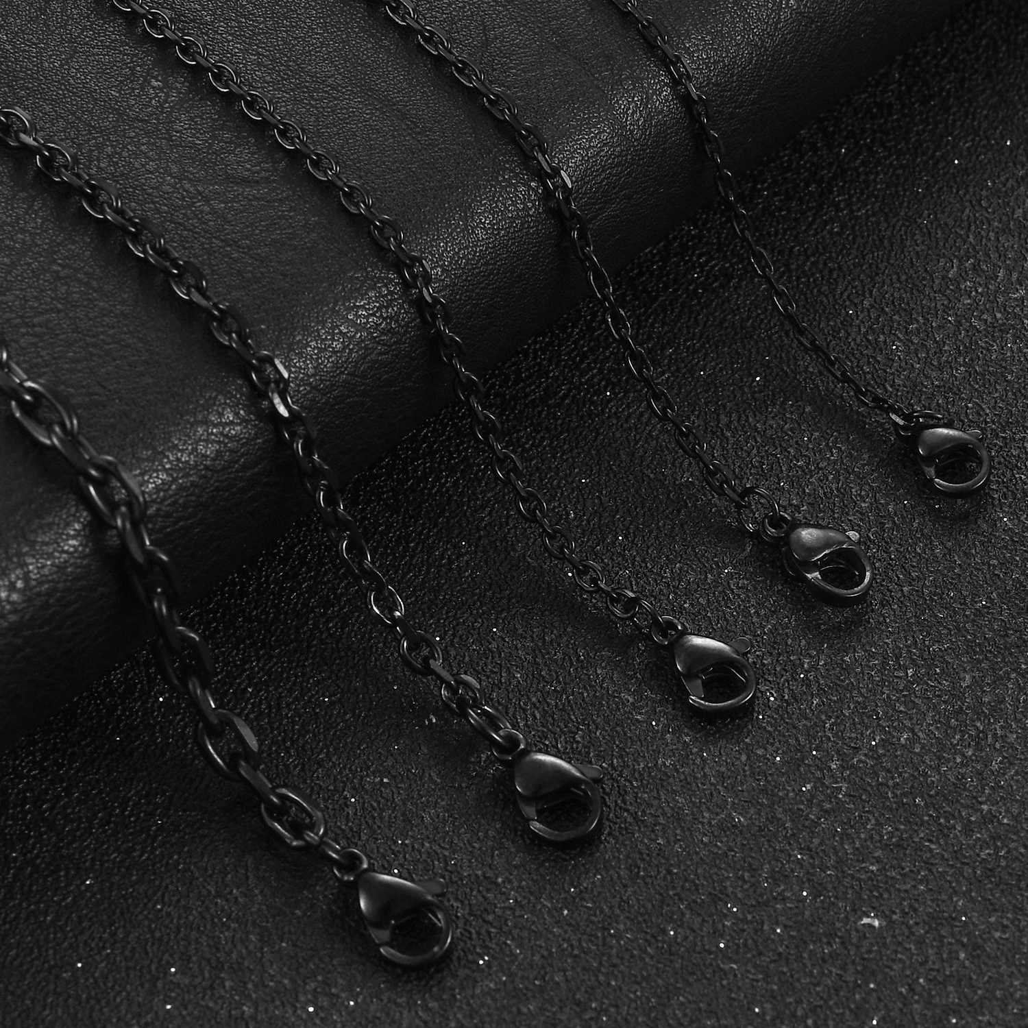 Stainless Steel O Chain for Men Women Rolo Necklace for Pendant Black Color Plated Cable Link Jewelry Accessories GiftX240919