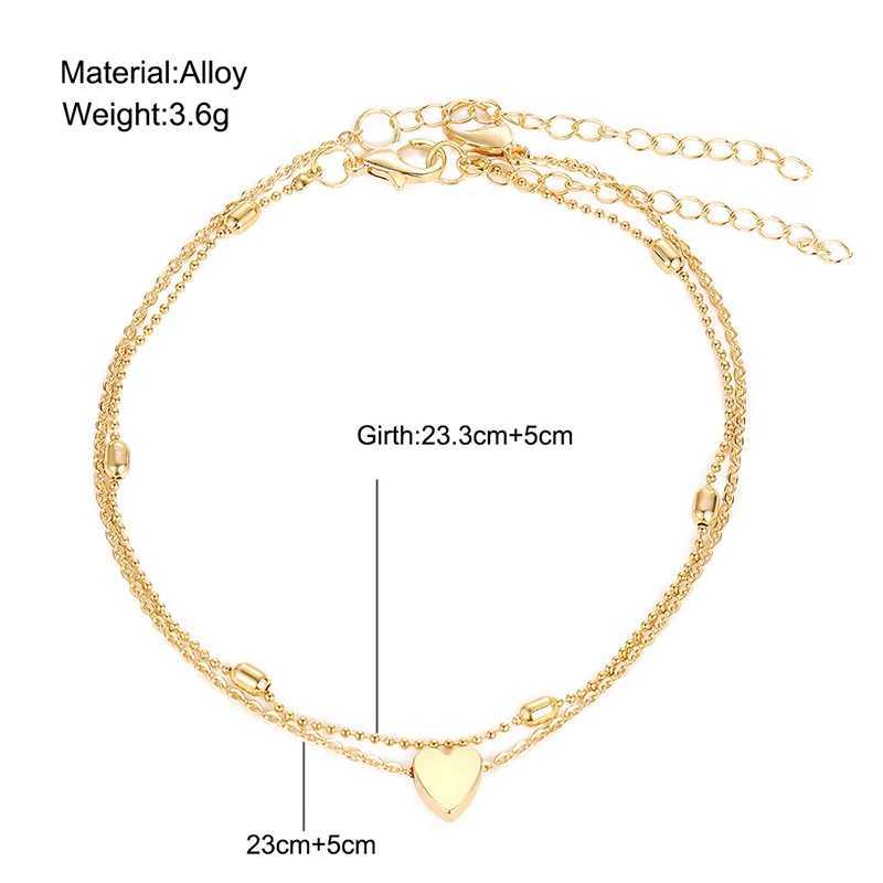Simple Heart Female Anklets Barefoot Crochet Sandals Foot Jewelry Leg New Anklets On Foot Ankle Bracelets For Women Leg Chain Y240920