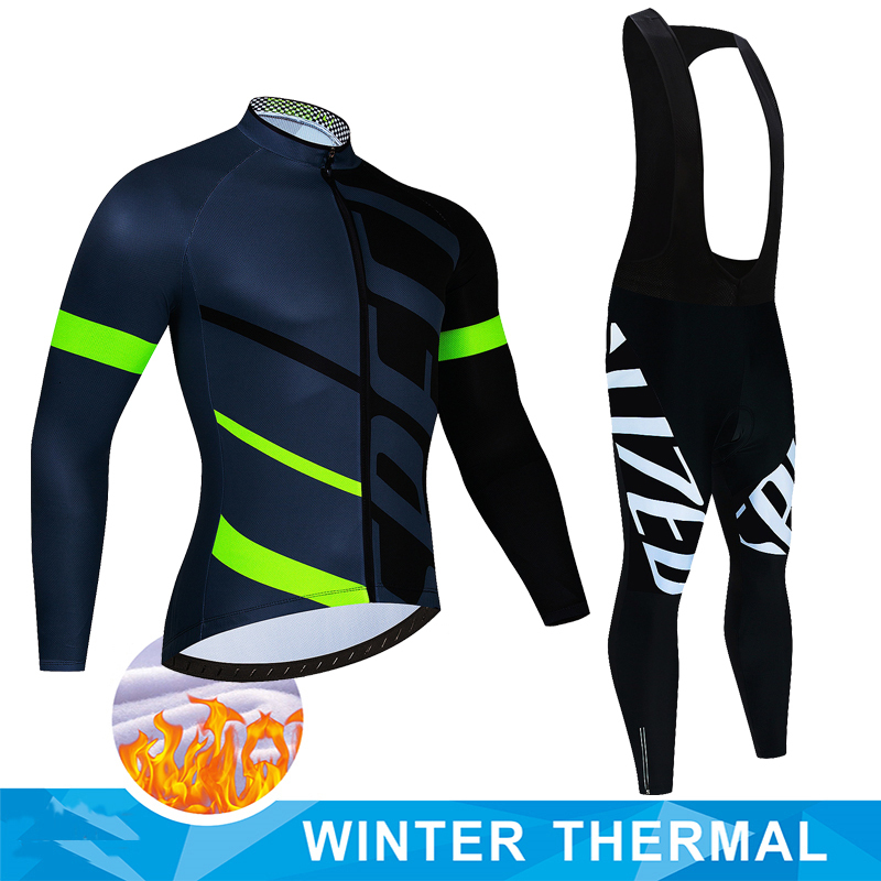 Pro Team Winter Cycg Jersey Set Bicycle Sportwear Suit MTB Uniform Ropa Ciclismo Road Bike Clothing Bicicleta Long Bib Pants