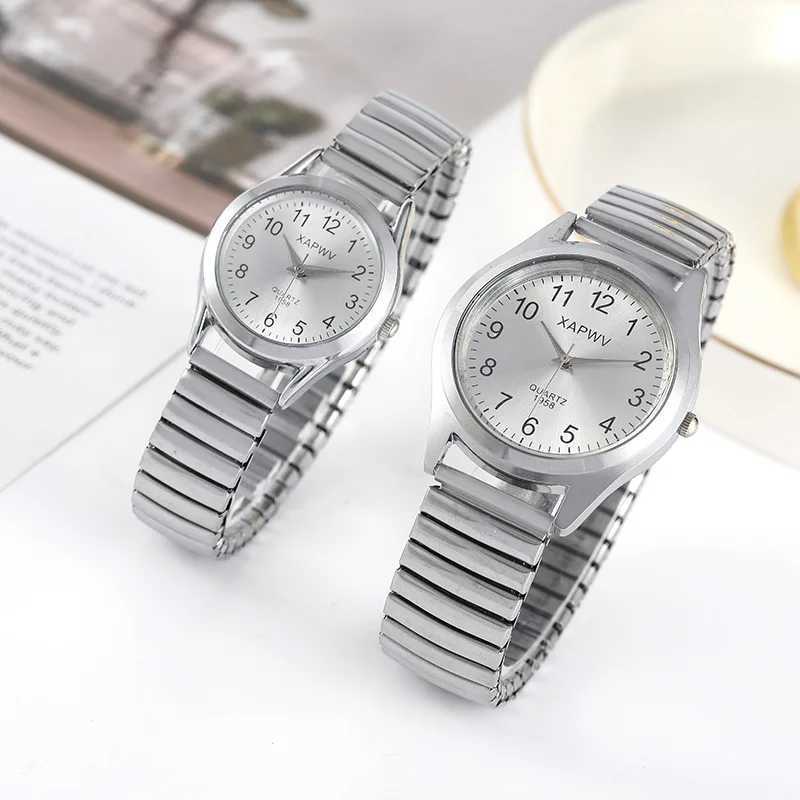 Man Women Couple Wrist Watches Stainless Steel Band Alloy Lovers Business Movement Wristwatch Elastic Strap Band Quartz WatchX240920