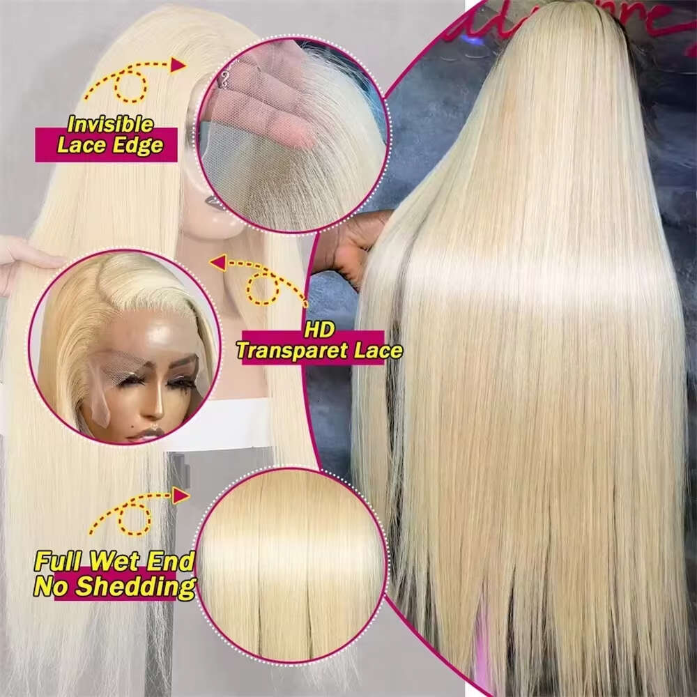 30 32 Inch Straight Blonde 613 Hd 13x6 Transparent Human Hair Wigs 13x4 Lace Frontal Colored Wig For Women