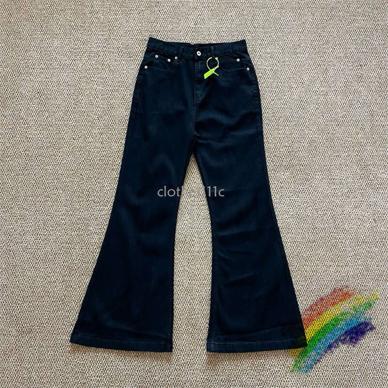 Elastic Or Mop Micro Horn Pants Jeans For Men Women Black Washed Joggers Trousers