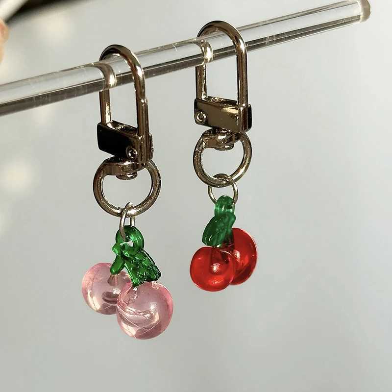 Cute Cherry Keychain Simple Fruits Acrylic Keyring Key Charm Earphone Hanging Decoration Bag Pendant Best Friend GiftsX240919
