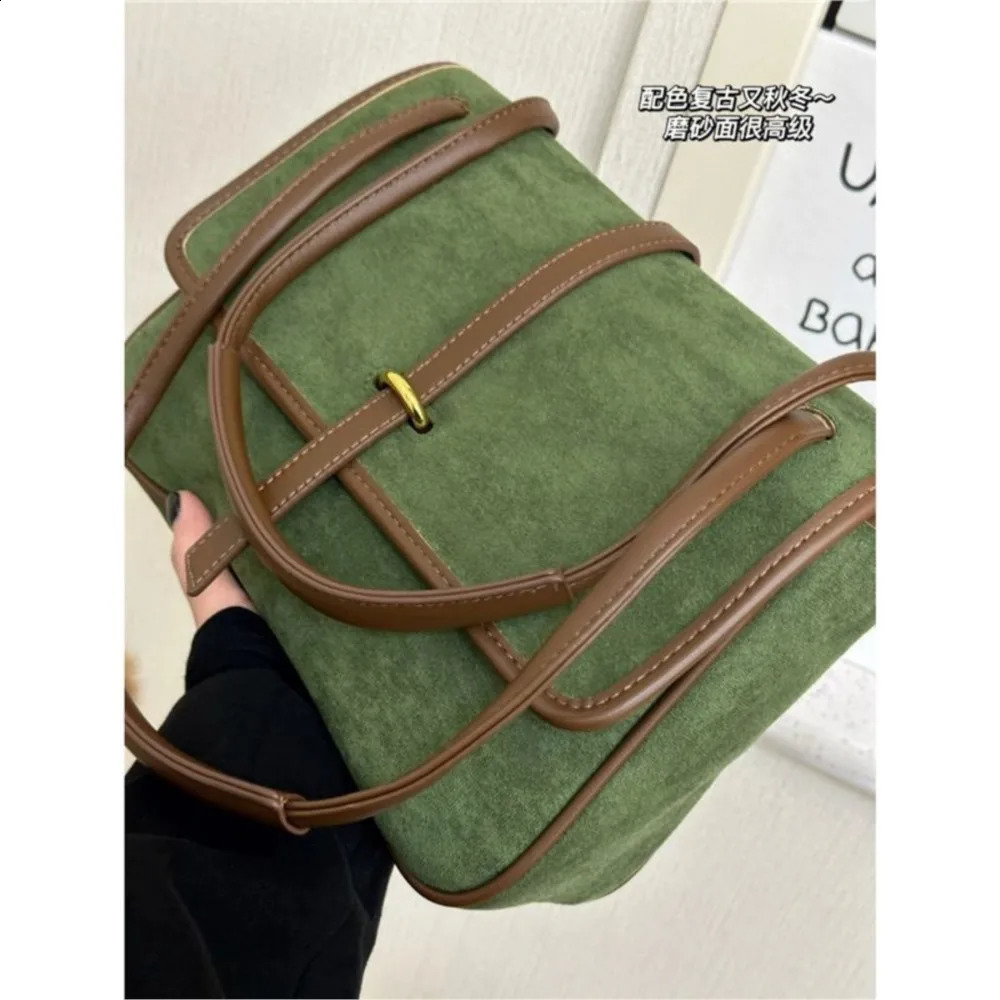 JIAERDI Retro Green Shoulder Bag Womens Large Capacity Casual Handbag Womens Retro Harajuku Aesthetics Bolso Unprinted Good Product 240918