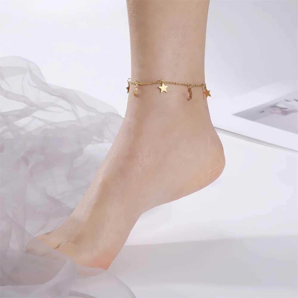 Trendy Stainless Steel Anklet Foot Bracelet Star Moon Heart butterfly Chain Anklets for Women Bracelet on the leg Jewelry Gifts Y240920