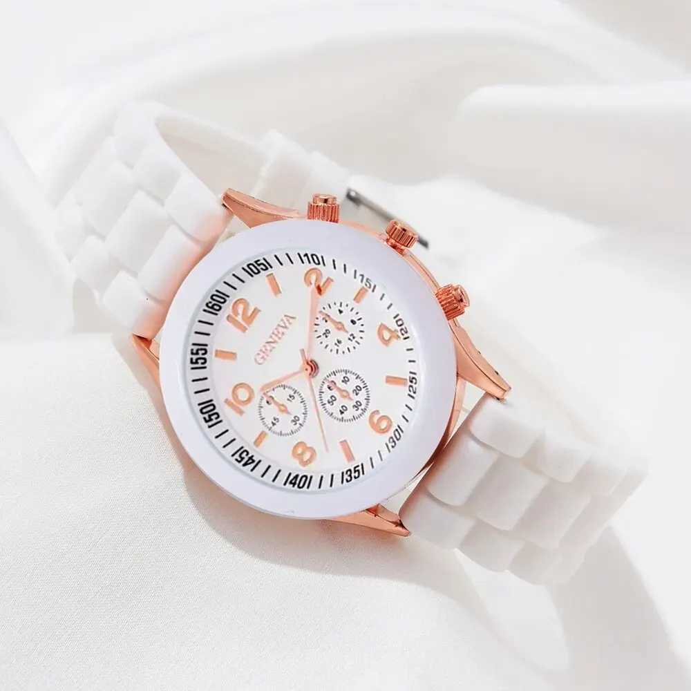 Fashion Women Watches Set White Silicone Jelly Quartz Watch Ladies Dress Wristwatch Gifts for Girls Relogio Feminino Reloj MujerX240920