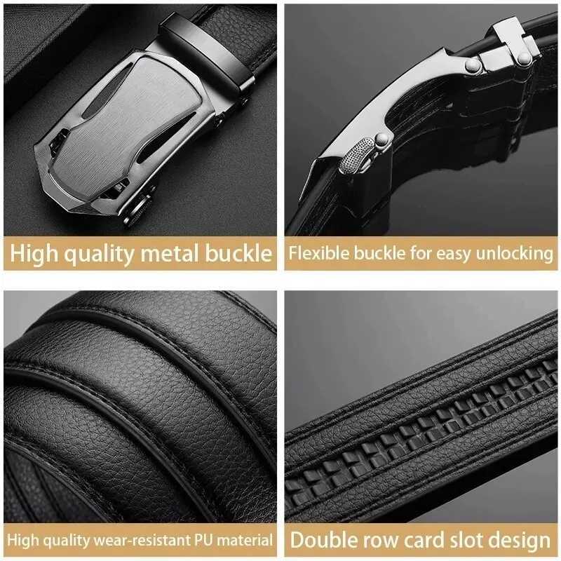 Fashionable Business Mens Belts Authentic Luxury Brand Belts Metal Buckles High Quality PU Leather Soft Belts Cargo Jeans W240920