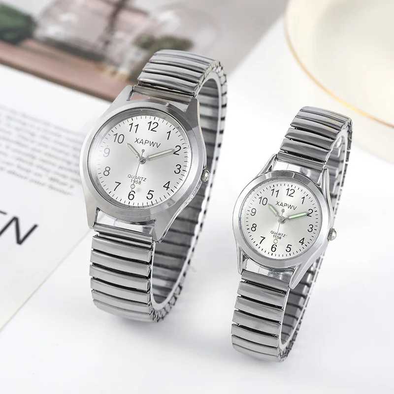 Man Women Couple Wrist Watches Stainless Steel Band Alloy Lovers Business Movement Wristwatch Elastic Strap Band Quartz WatchX240920