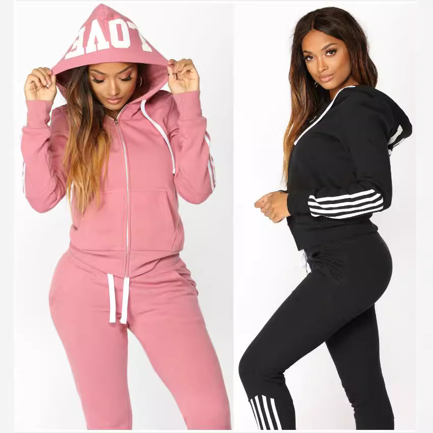 3 Colors Womens Two Piece Sets Slim Casual Tops and Skinny Pants Set Female Sweatsuit Printed 2 Piece Tracksuit