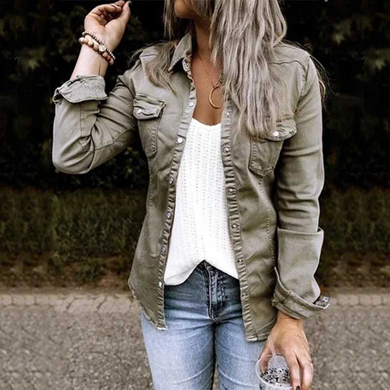 Black Denim Jacket Denim Jacket Coat Fashion New Slim Solid Color Womens Short Jacket Mid Length Denim ShirtX240920