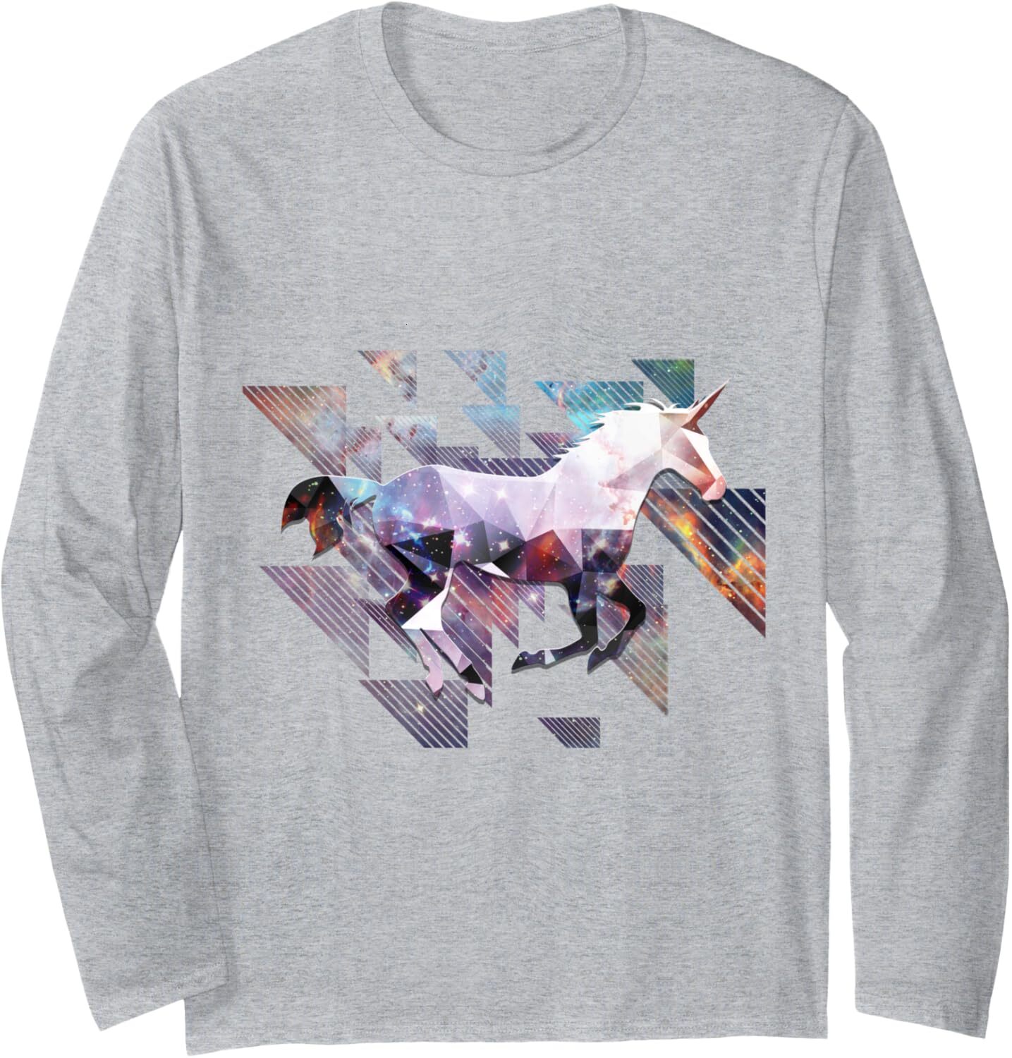 Long Sleeve Shirts for Men sweatshirt Cute Unicorn Riding in Space Silhouette Long Sleeve Tee Streetwear Casual tops clothes