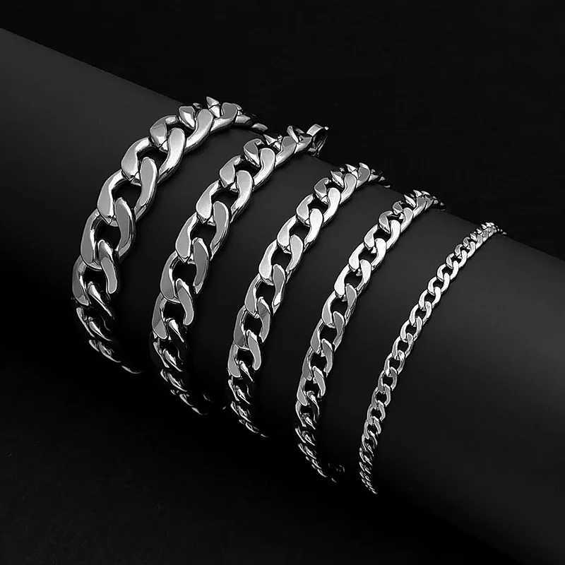 3-11mm Mens Curb Chain Necklace Silver Color Stainless Steel Curb Cuban Link Long Chain for Unisex Men Punk Classic JewelryX240919