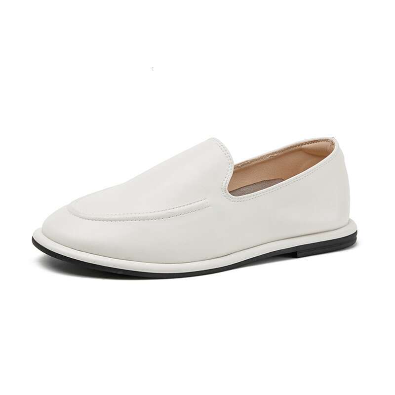 Loafers New Spring Round Toe One Foot Slip-on Genuine Leather Soft Flats Shoes Women