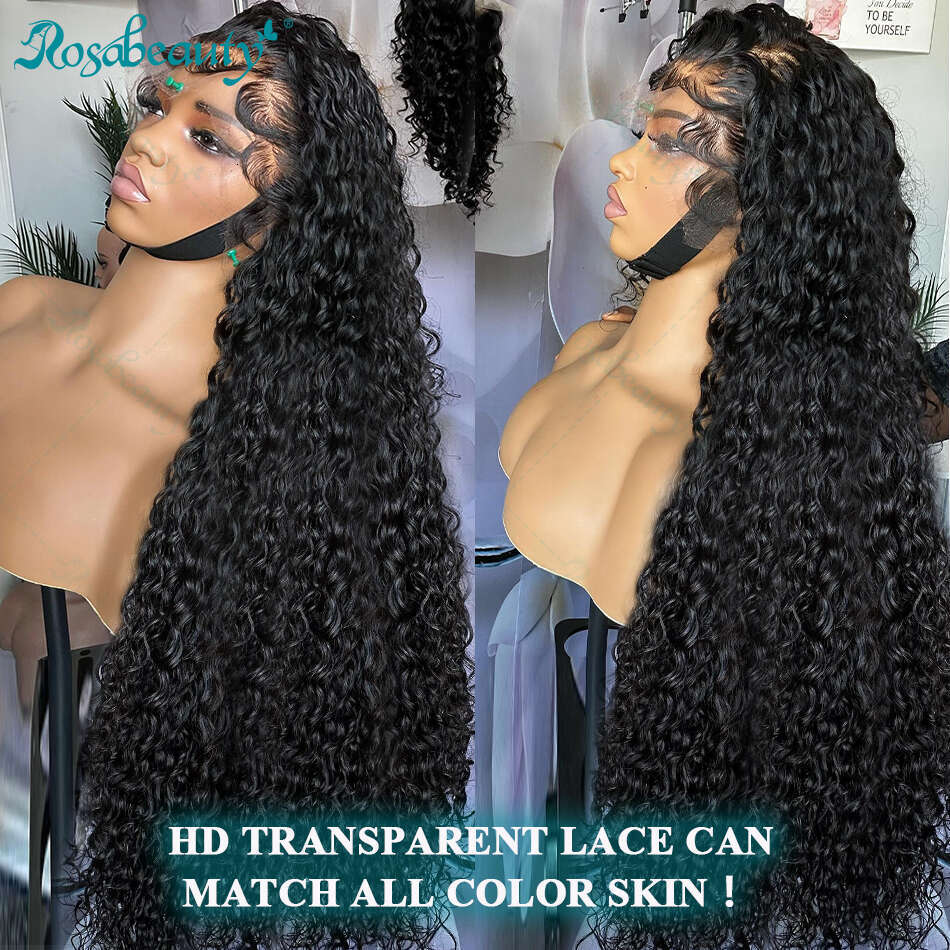 Rosabeauty 250% Deep Wave 13x6 HD Frontal Wig Brazilian Curly 13x4 Lace Front Human Hair Wigs For Women Pre Plucked 34 Inch