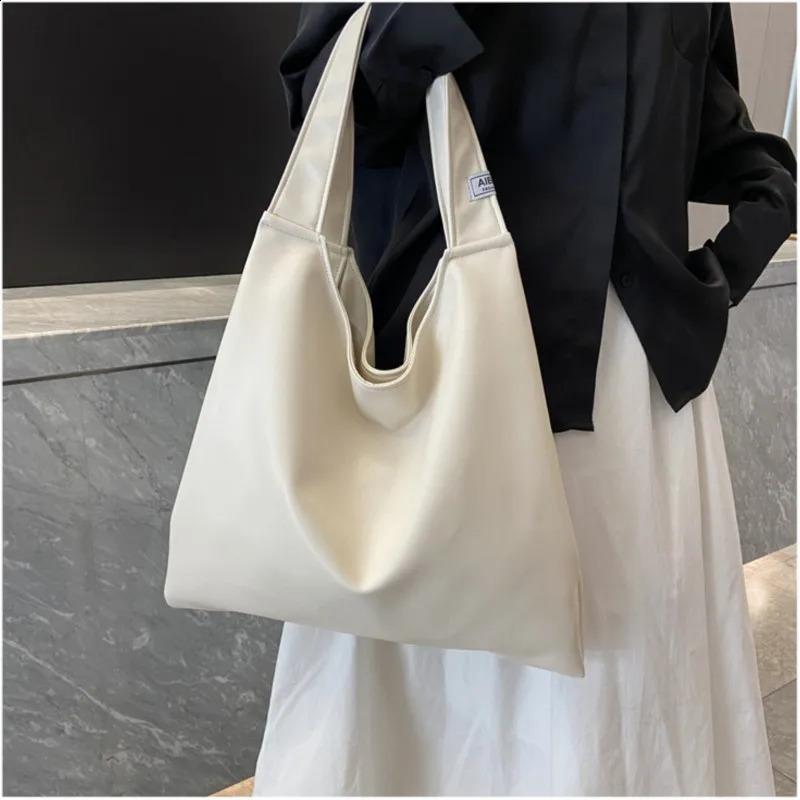 Soft Pu Leather Shoulder Bags Big Women Shopping Tote Bag Fashion Simple Large Capacity Handbags Korean Underarm Bags 240918
