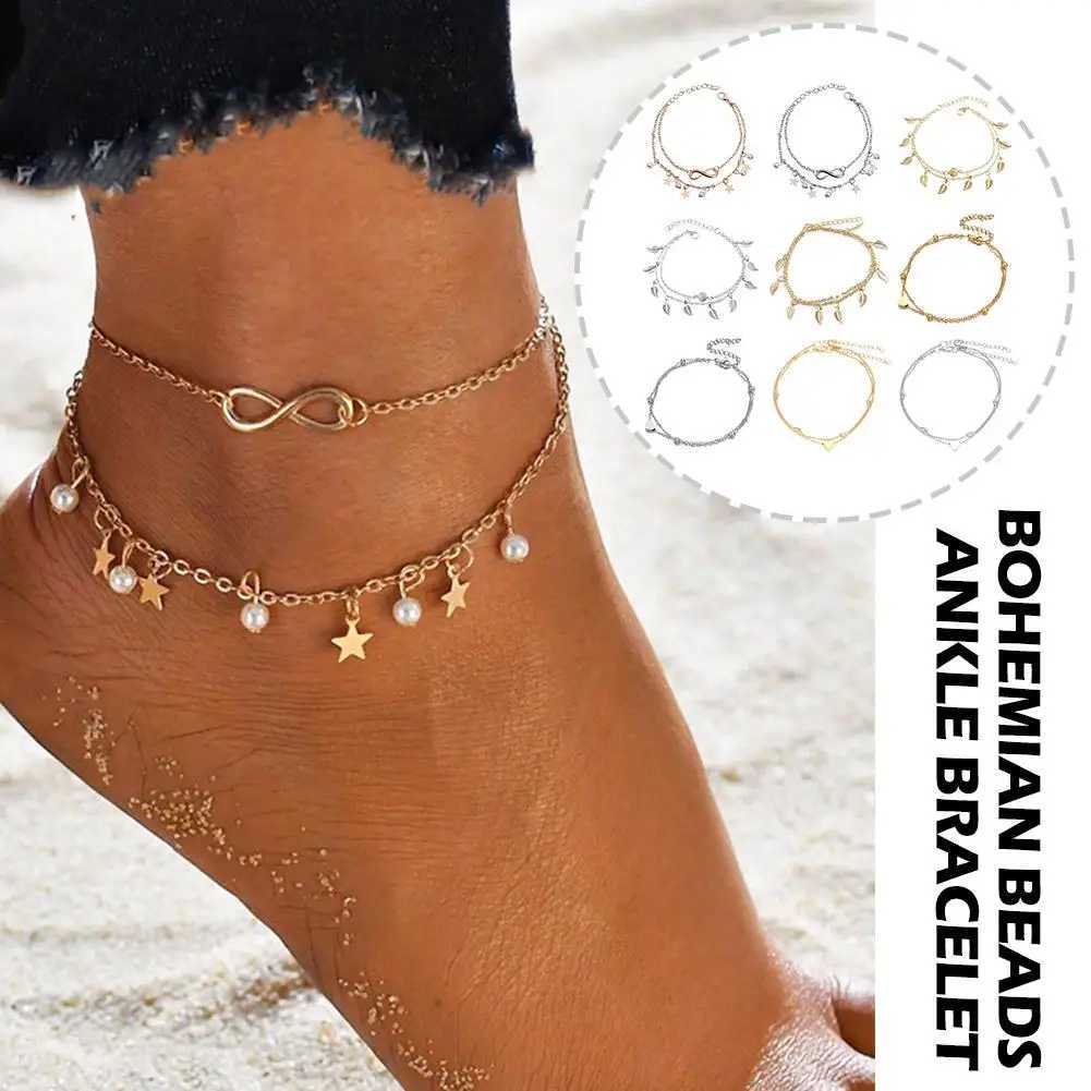Bohemian Beads Ankle Bracelet for Women Leg Chain Round Tassel Anklet Summer Vintage Foot Jewelry Accessories Y240920