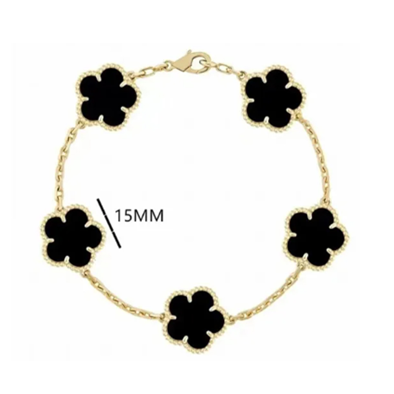 925 Silver Clover Bracelet Five Flower 15mm Medium Chain Bracelet High Quality Designer Bracelet Luxury Jewelry