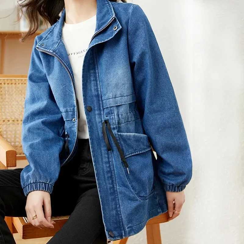 Womens Denim Jacket 2024 Spring Autumn New Ladies Denim Coat Design Sense Versatile Age Reduction Female Cowboy Overcoat A178X240920