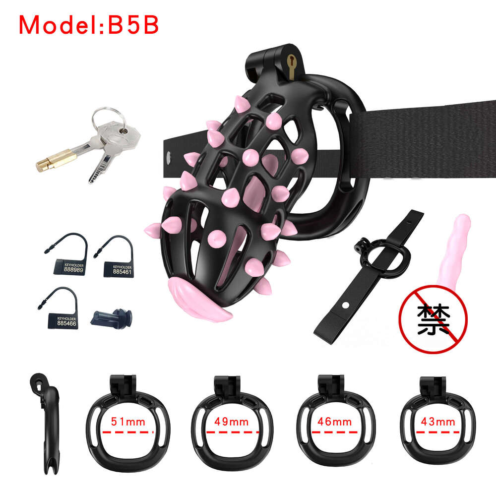 New resin Wearable chastity cage high end Black cock cage with catheter number pin lock light long term wear
