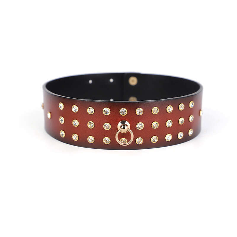 High end SM props, full diamond genuine leather fun collar, female slave training, traction neck cover, alternative choker, adult product