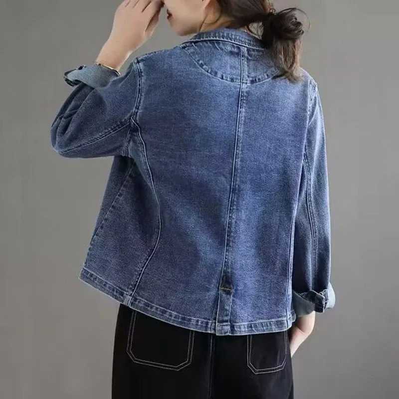 2024 Jeans Blazer Coat Women Spring Autumn New Retro Denim Jacket Female Loose Casual Coats Ladies Denim TopsX240920