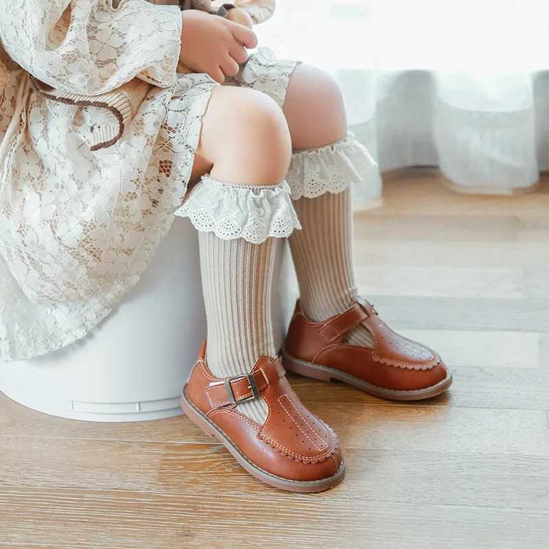 Kids Socks Baby Girls Knee High Socks Long Kids Soft Cotton Lace Stuff Princess Children Sock Ruffle Leg Warmers Cute Girl Socks For 0-8 Y Q240920