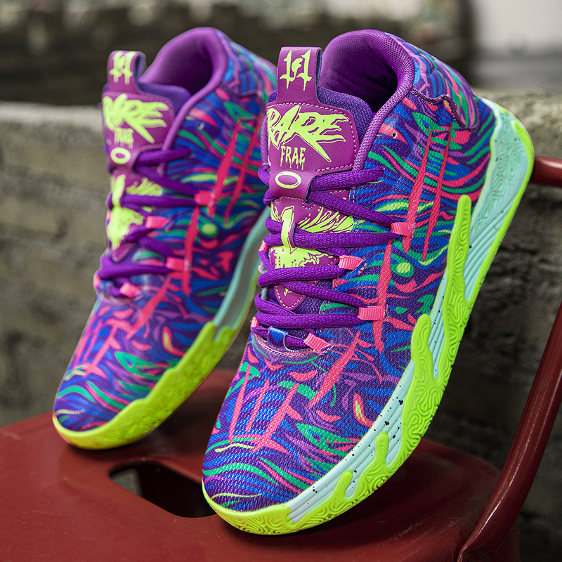 High Quality Colorful Basketball Sneakers Unisex Anti-shock Outdoor Men's Basketball Shoes Lace-up Anti-slip Men Athletic Shoes
