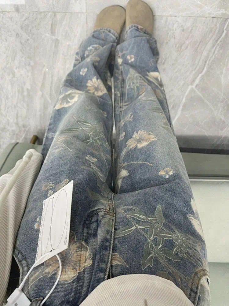 2025 S Fashion Designer Men S Jeans American Hip Hop Men And Women Trendy Retro Ral Print Straight Leg For Couples Loose Wide Casual Pants Y K