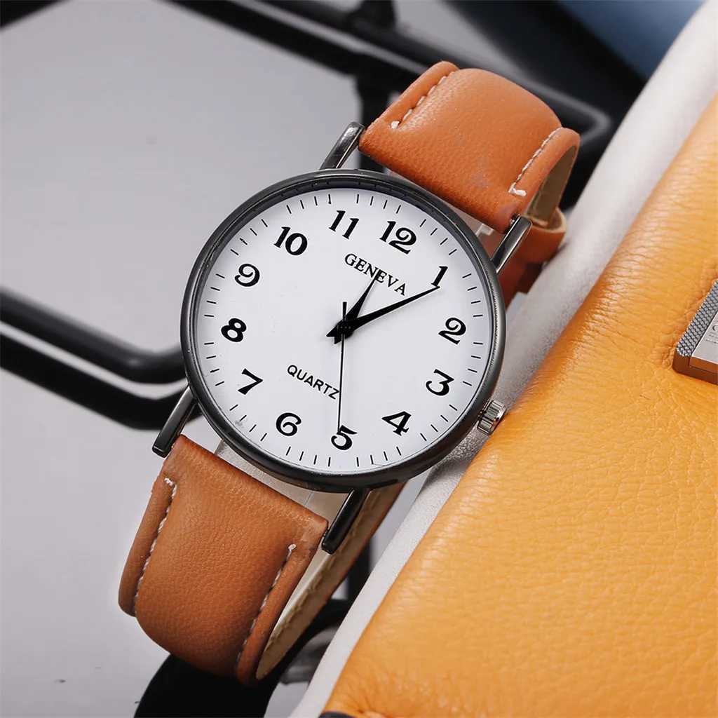 Simple Watches For Women Casual Quartz Watch Fashion Leather Wristwatch Round Digital Dial Watches Montre FemmesX240920