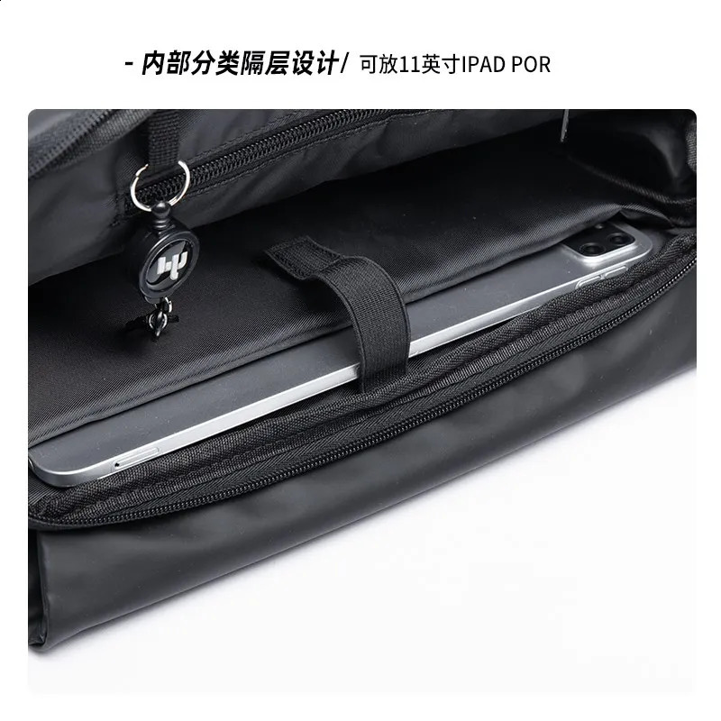 Waterproof Crossbody Bag Mens Large Capacity 15 inch Laptop Fashion Shoulder Solid Black Light Portable Anti theft Zipper 240919