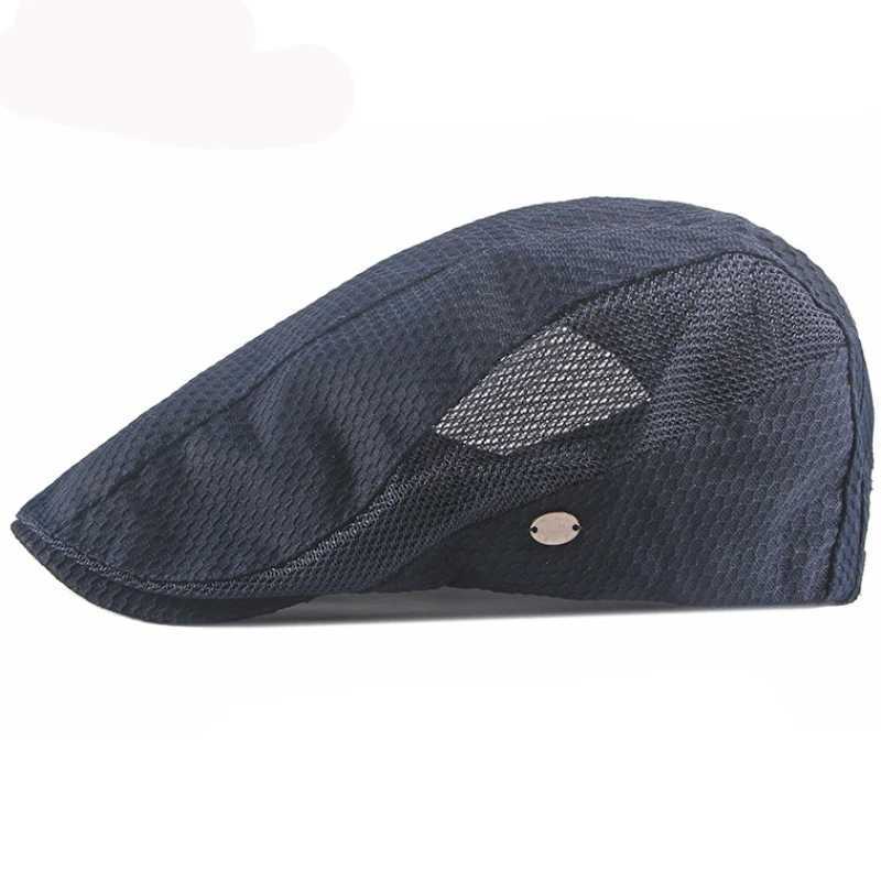 HT3209 New Beret Cap Summer Hat Men Women Berets Flat Cap Male Female Breathable Mesh Cap for Men Retro Artist Painter Beret HatX240919