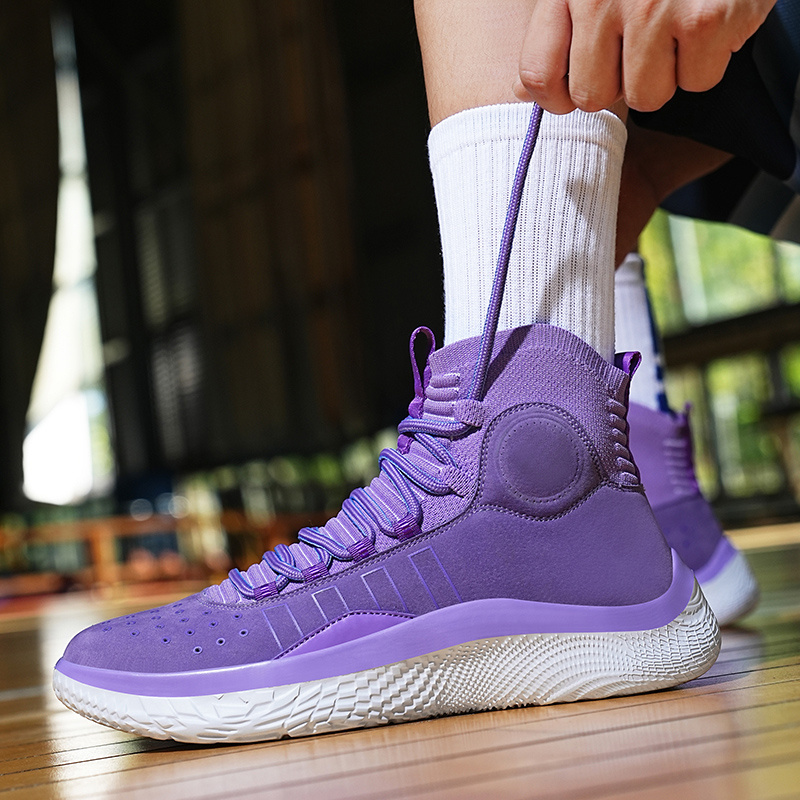 Purple Fashion Profesional High Top Sports Man Lightweight Basketball Shoes Men Athletic Sneakers