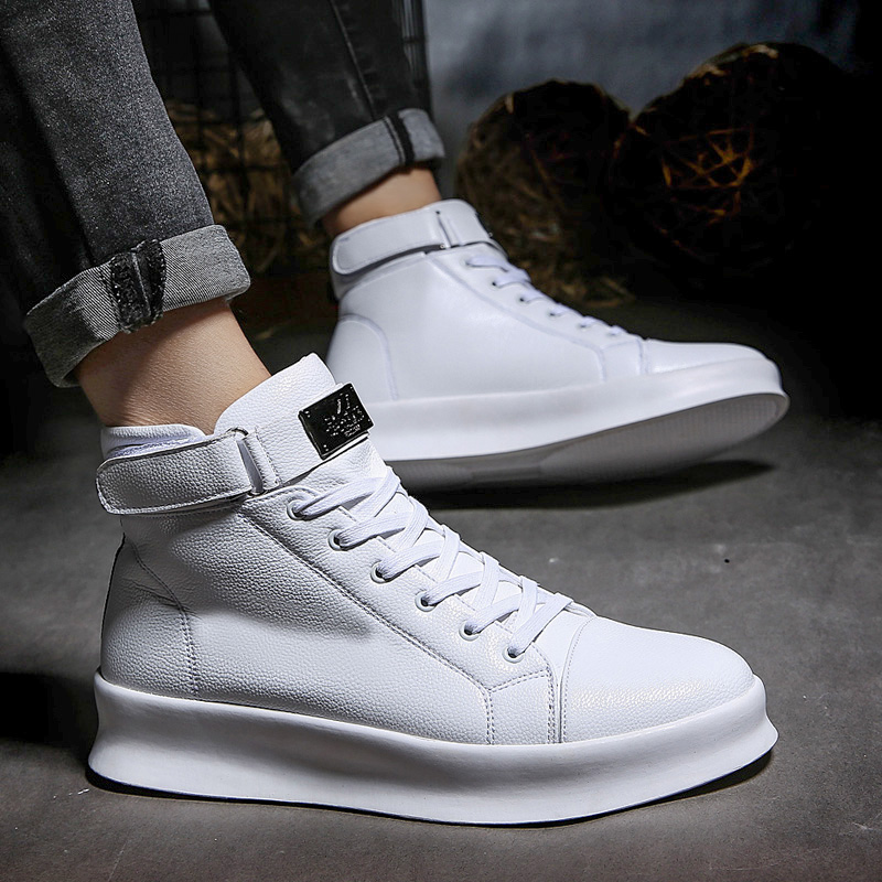 Red Leather High Top Skateboarding Sneakers Men 2024