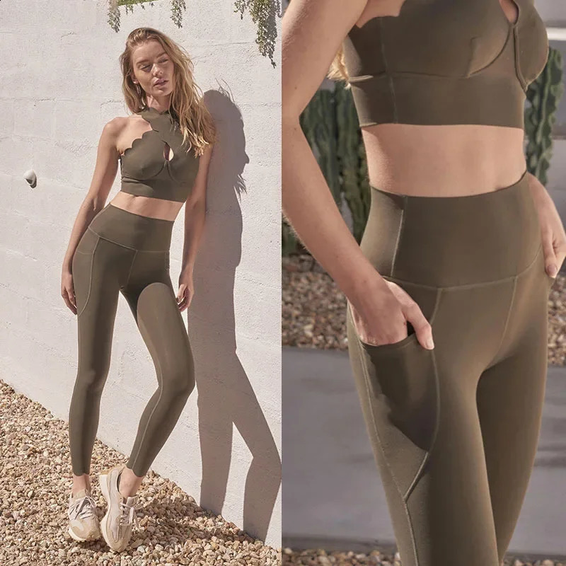 suit bra lace slim fit vest nude fabric sexy womens sports top fitness high waisted legs European size 240918