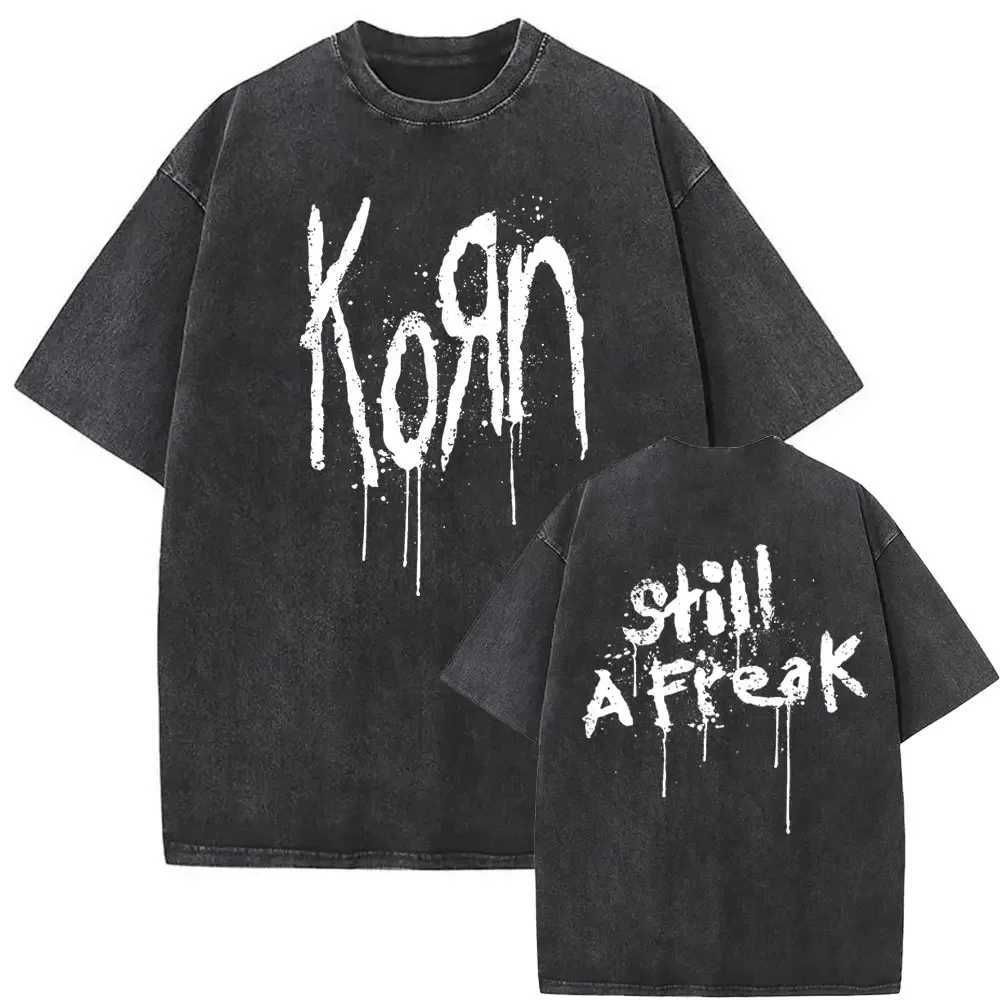 Washed Vintage Rock Band Korn Falling Away From Me T-shirt Skeleton Printed T-shirt Mens Fashion Gothic T-shirt Mens Extra Large T-shirt CL240921