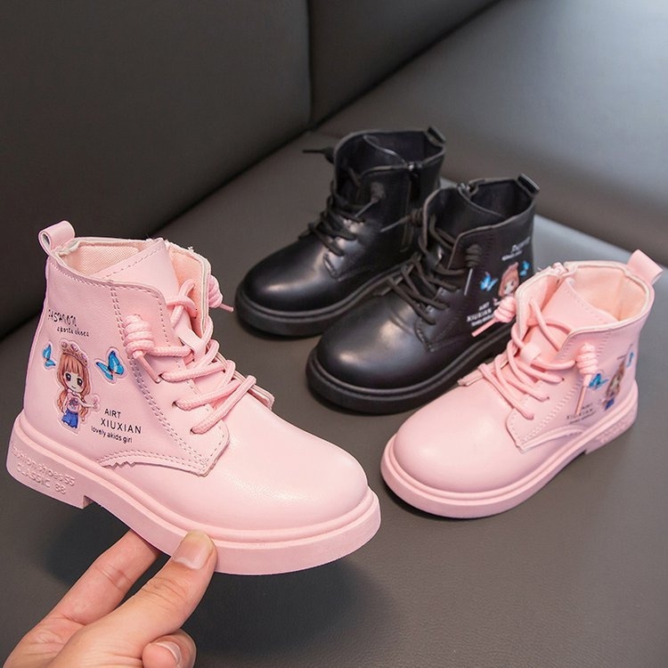 Girls' autumn/winter 22 new Korean version princess short children's student snow boots, girls' mid length fashionable single boots