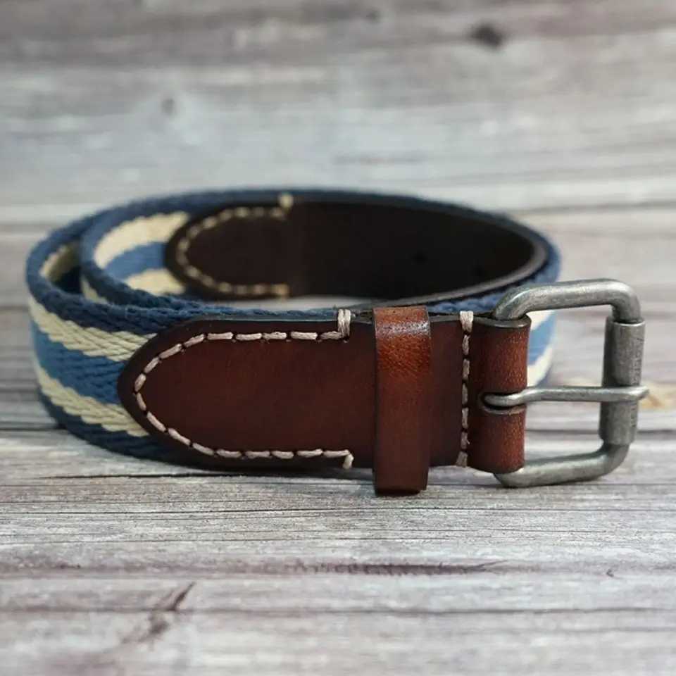 Needle buckle handmade top layer cowhide retro pants belt for men and women pure cotton woven belt casual canvas belt W240920
