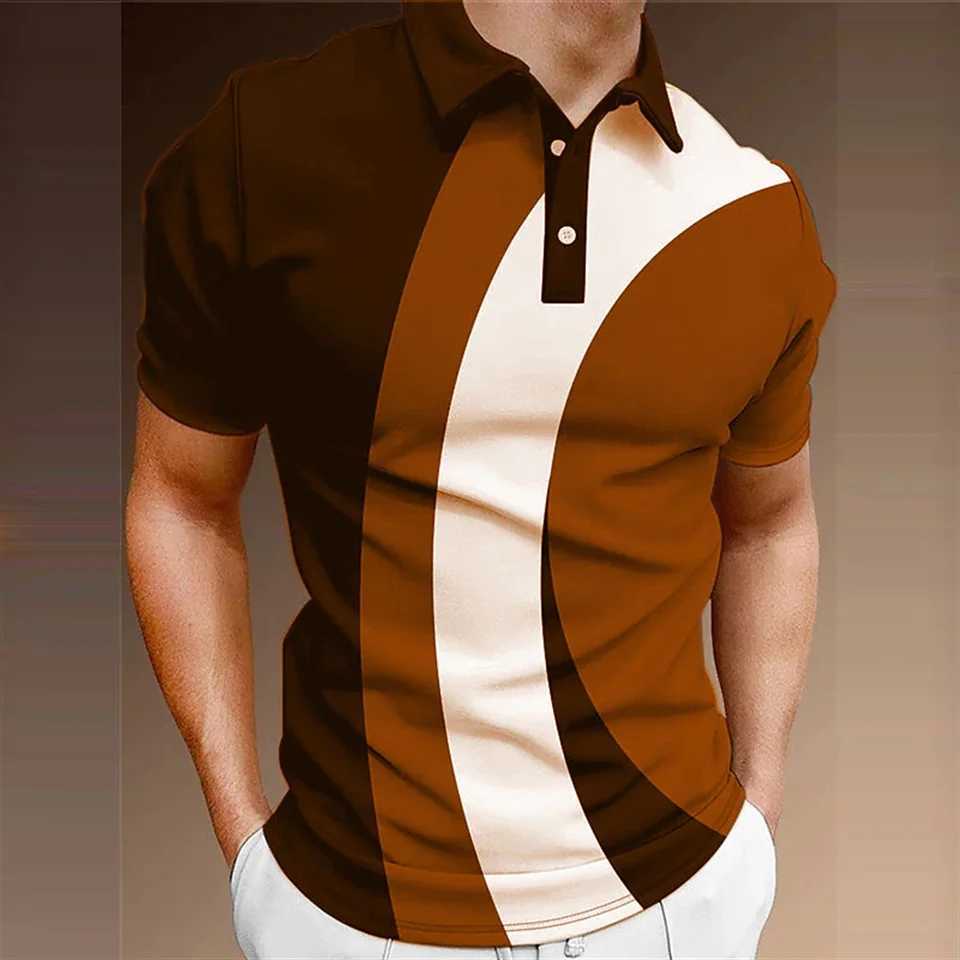 Summer Mens Polo Shirt Color-coded Short Sleeve Tshirt Mesh Breathable Business Lapel Tops Tee Fashion Striped T Shirt For BoysX240920