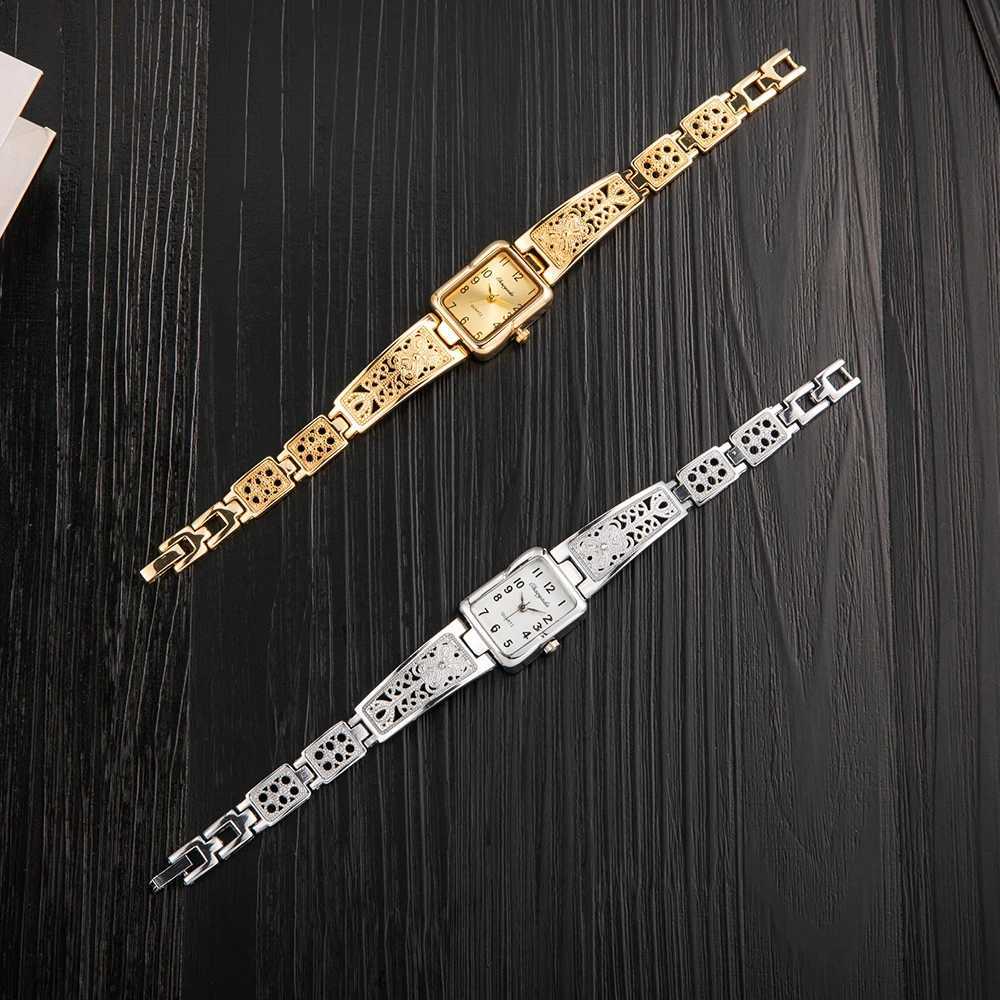 New Top Brand Luxury Silver Gold Watch for Women Thin Metal Bracelet Small Square Dial Dress Lady Quartz Watches Gifts for WomenX240920